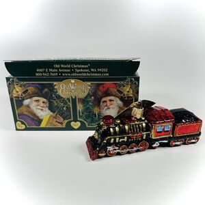 Old World Christmas Glass Ornament, Train Steam Locomotive With OWC Gift Box NWT
